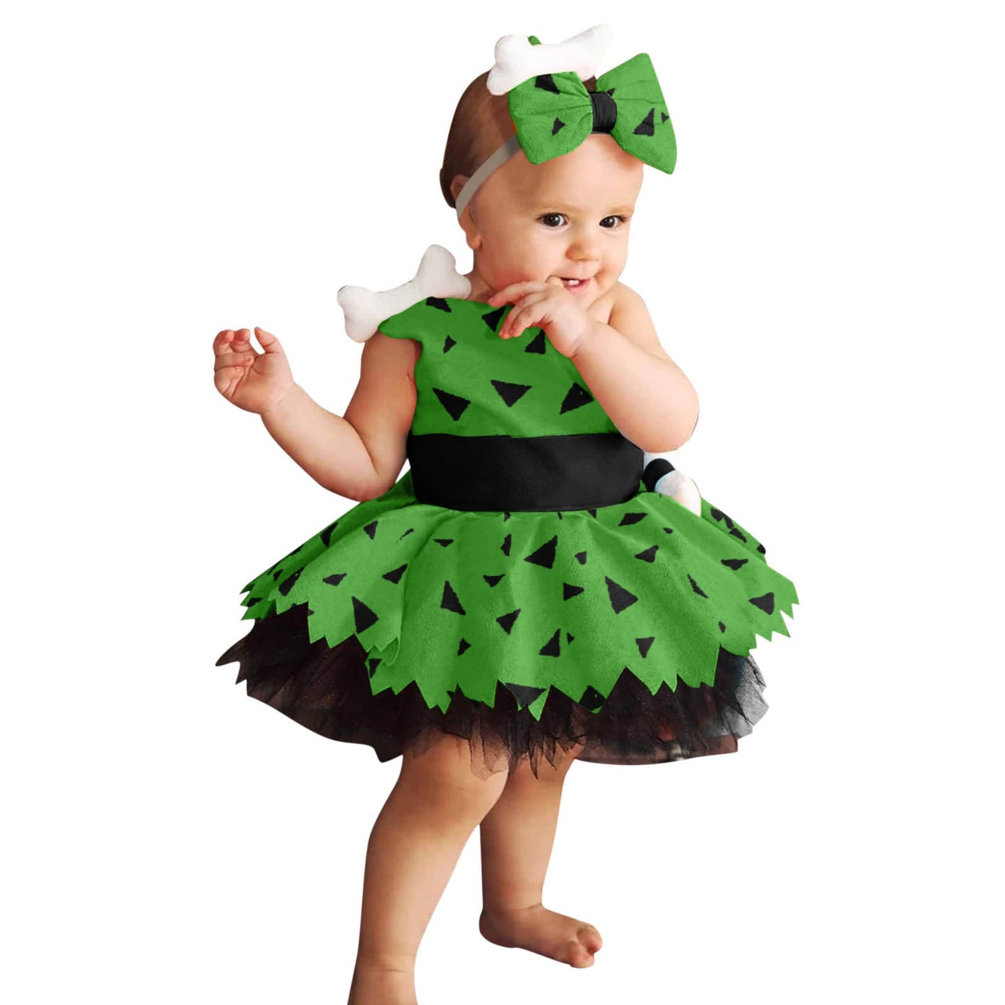 Girls Simple Halloween Mesh Costume Suit Green Orange Pink Polyester