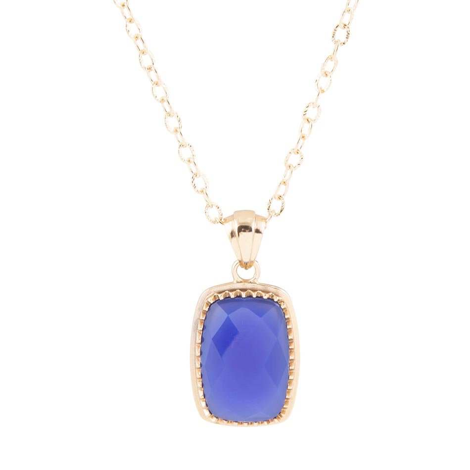 Blue Agate Filigreed Golden Pendant Necklaces Barse Jewelry