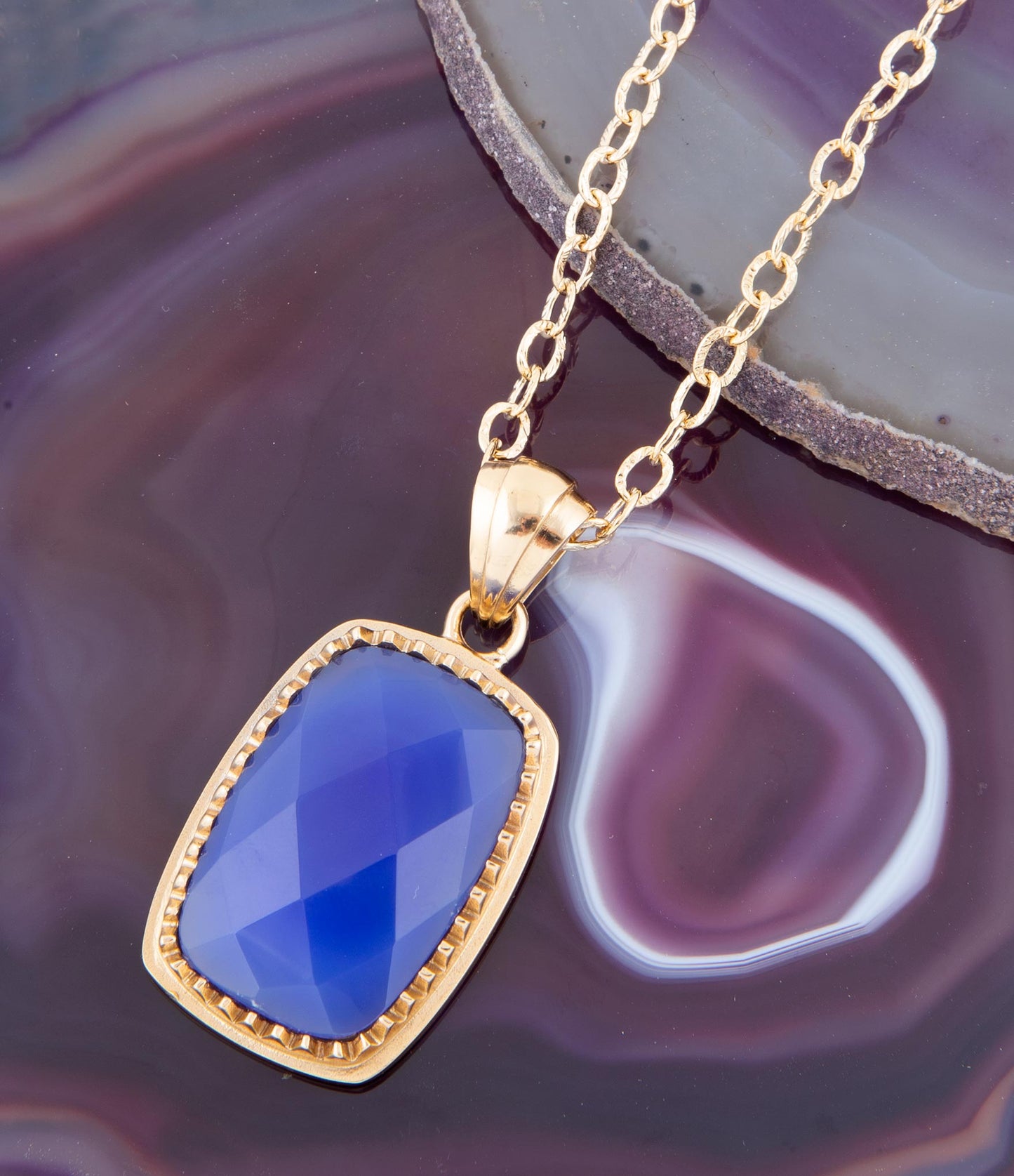 Blue Agate Filigreed Golden Pendant Necklaces Barse Jewelry