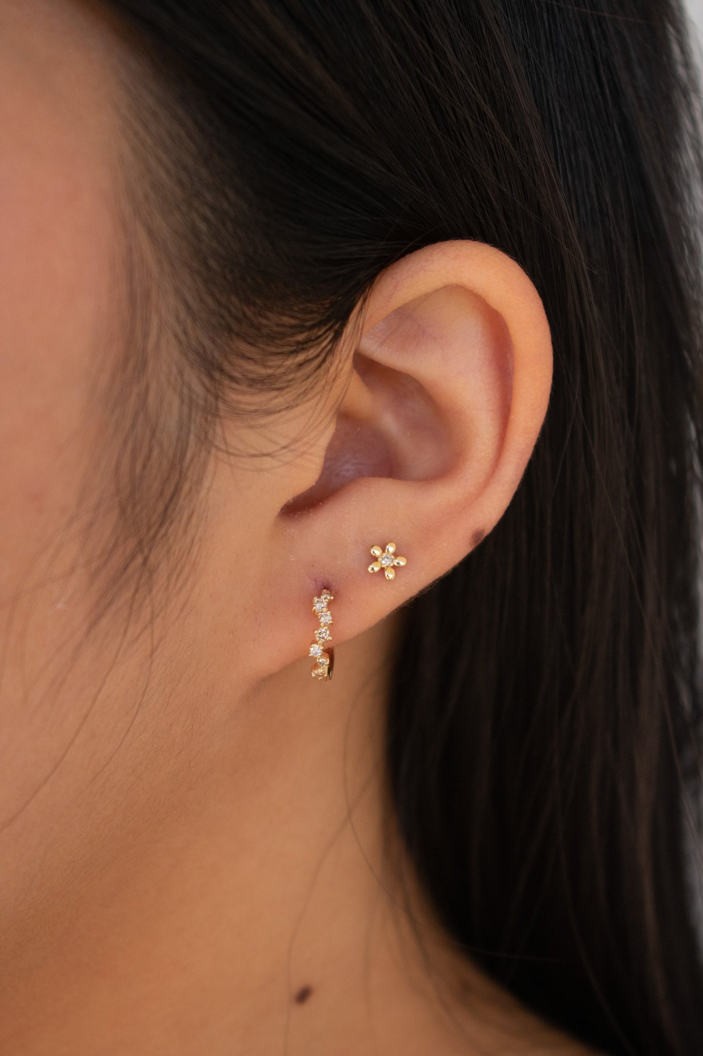 14k Yellow Gold Champagne Diamond Moscow Studs Earrings