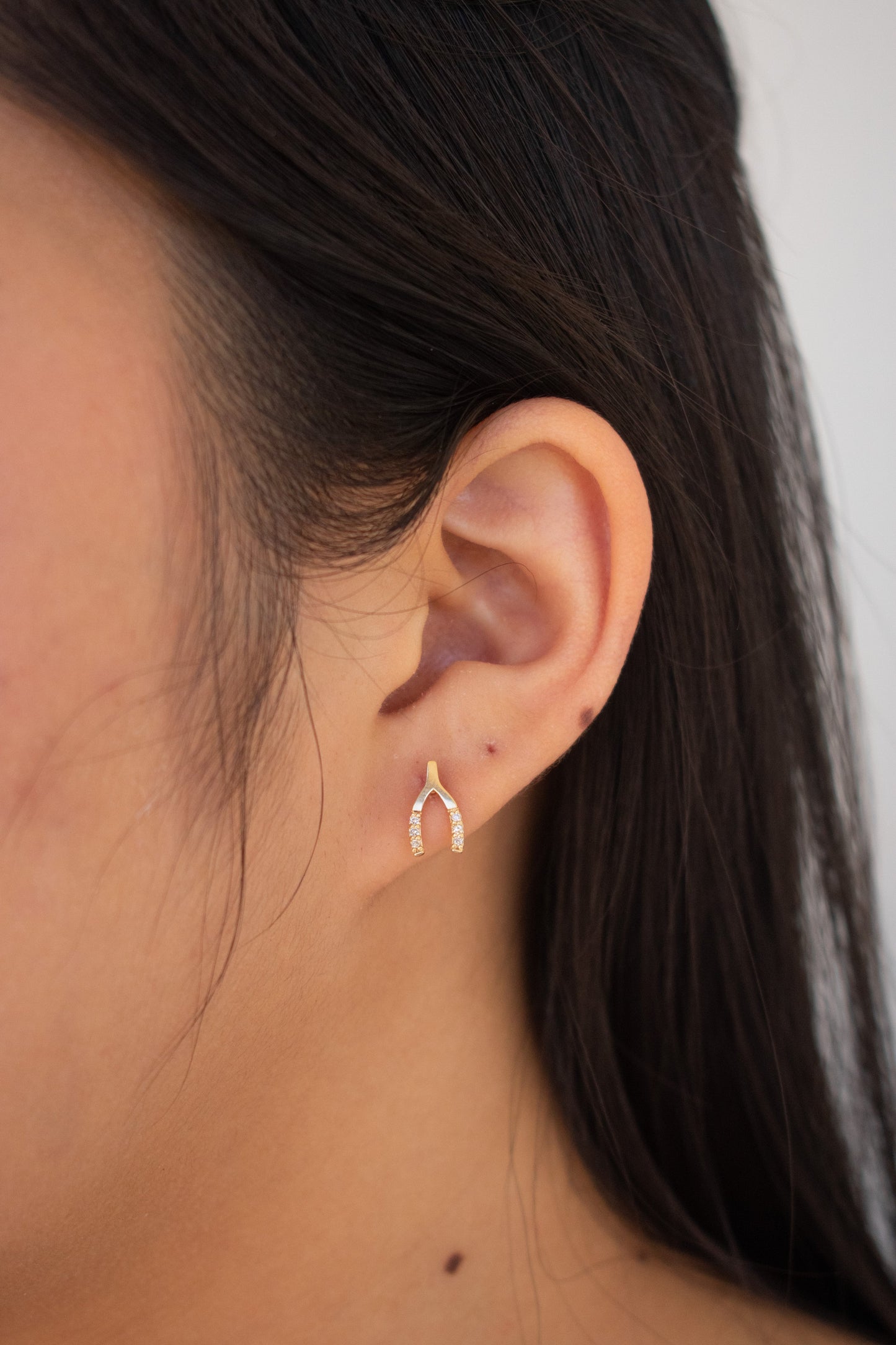 Yellow Gold Wish Bone Studs 14k Florence Studs
