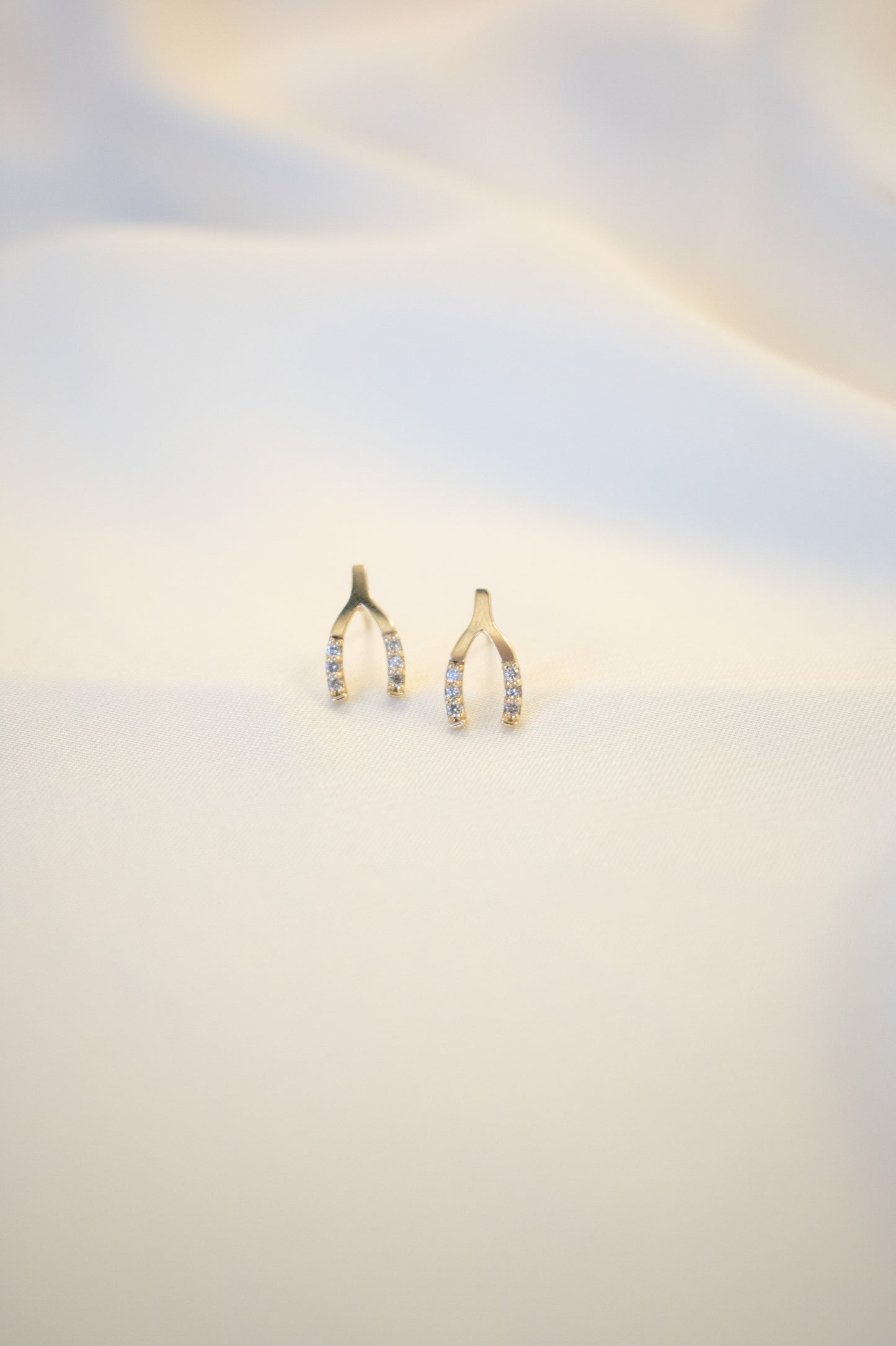 Yellow Gold Wish Bone Studs 14k Florence Studs