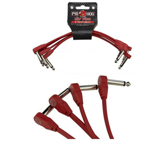 Pig Hog Lil Pigs 6in Low Profile Patch Cables 4 pack Candy Apple Red