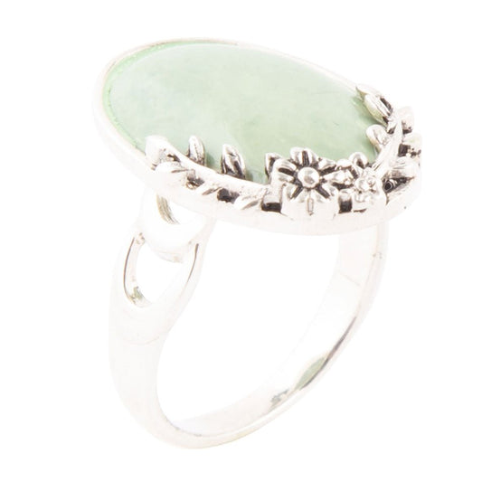 Floral Green Turquoise Sterling Silver Ring