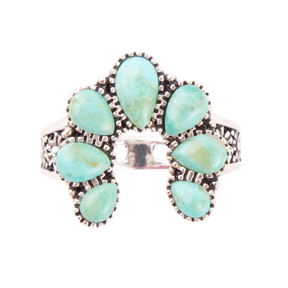 Floral Blue Turquoise Sterling Silver Ring Jewelry