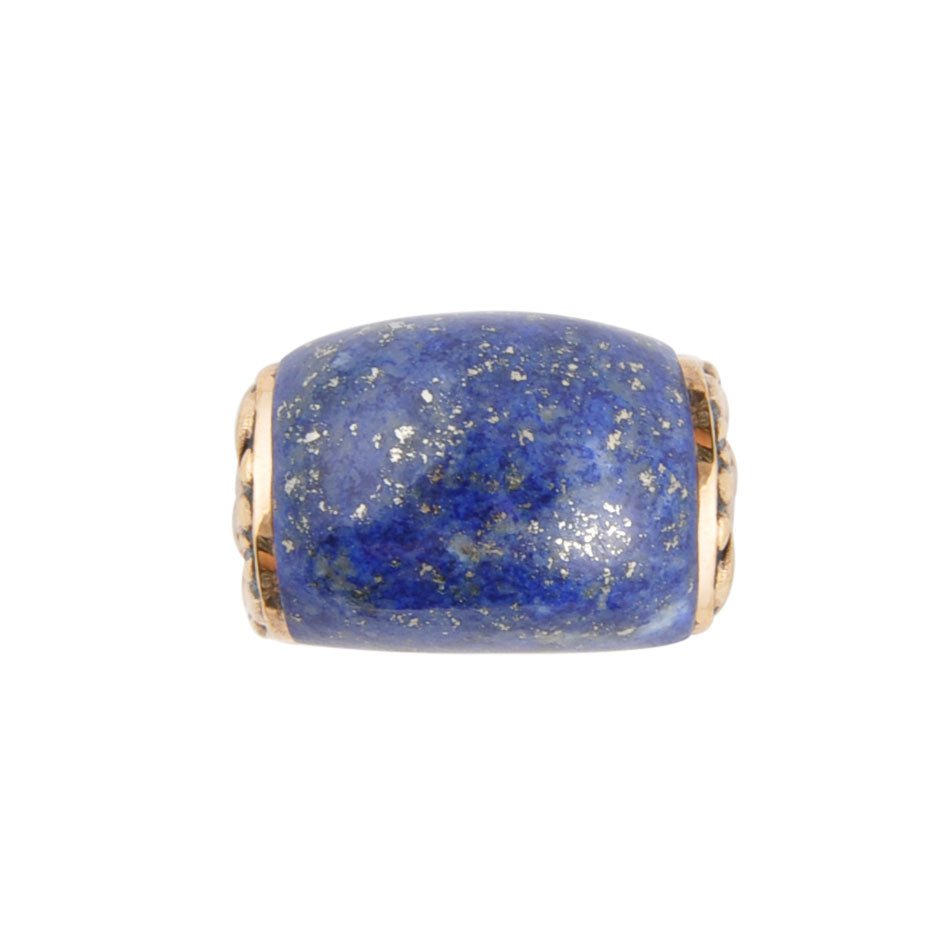 Flourished Bronze Ring Lapis Genuine Stone Barse Jewelry