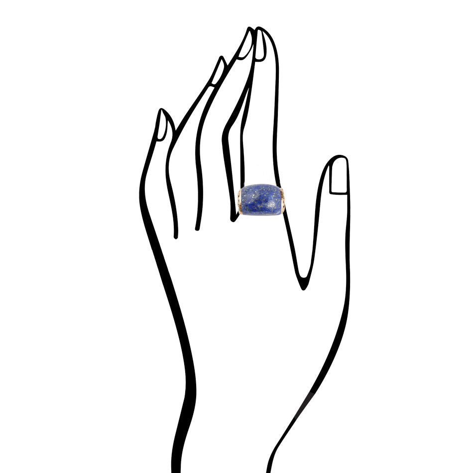 Flourished Bronze Ring Lapis Genuine Stone Barse Jewelry