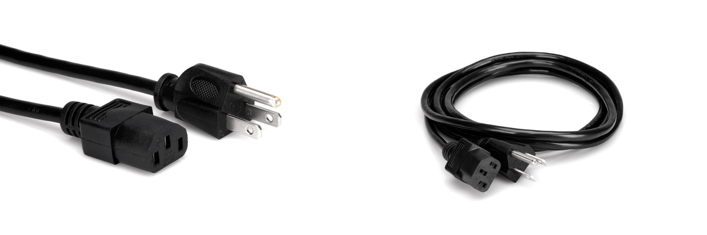Power Cord 18 AWG IEC C13 to NEMA 5-15P 8 Feet Hosa