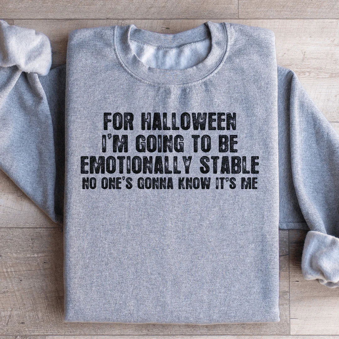 Emotionally Stable Halloween Sweatshirt Soft Cotton Blend Peachy Sunday