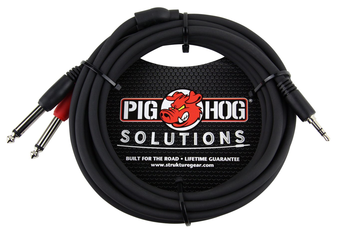 Pig Hog 10ft Male Stereo Breakout Cable 3.5mm to Dual 1/4 Inch PB-S3410