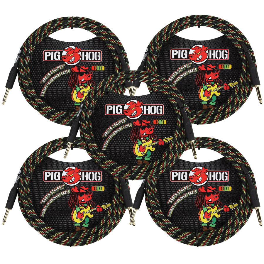 Instrument Cable 10ft 5 Pack Vintage Series Pig Hog PCH10RA