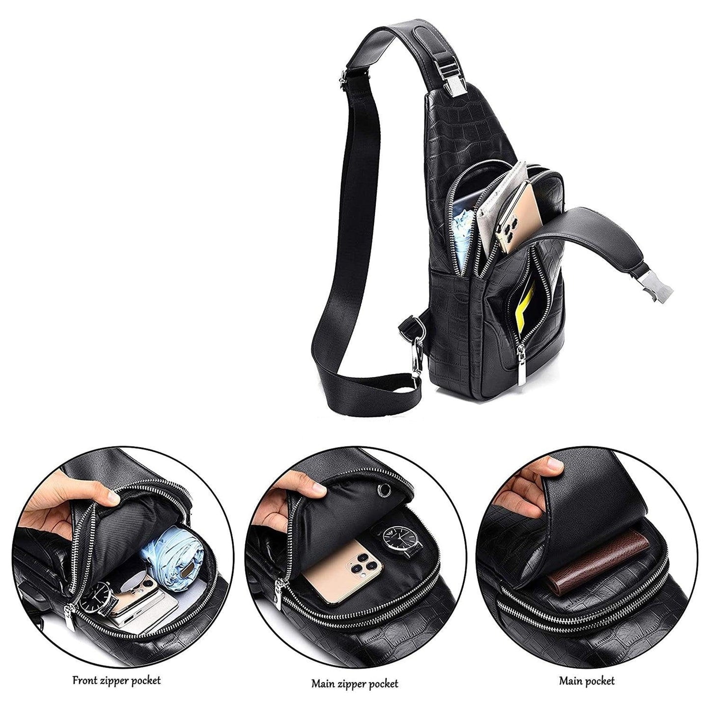Premium Vegan Leather Sling Backpack 11' FR Fashion Co.