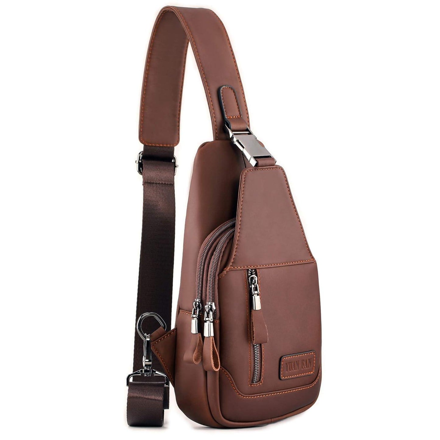 Genuine Leather Coffee Sling Backpack FR Fashion Co.