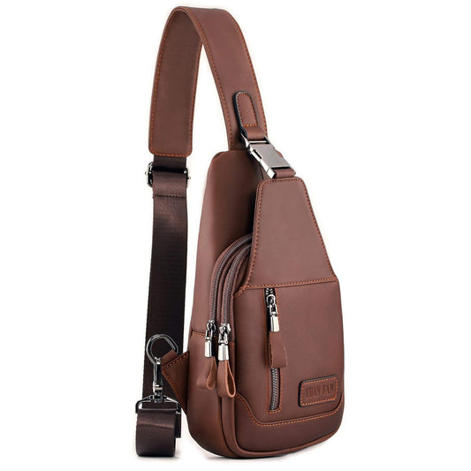 Genuine Leather Coffee Sling Backpack FR Fashion Co.