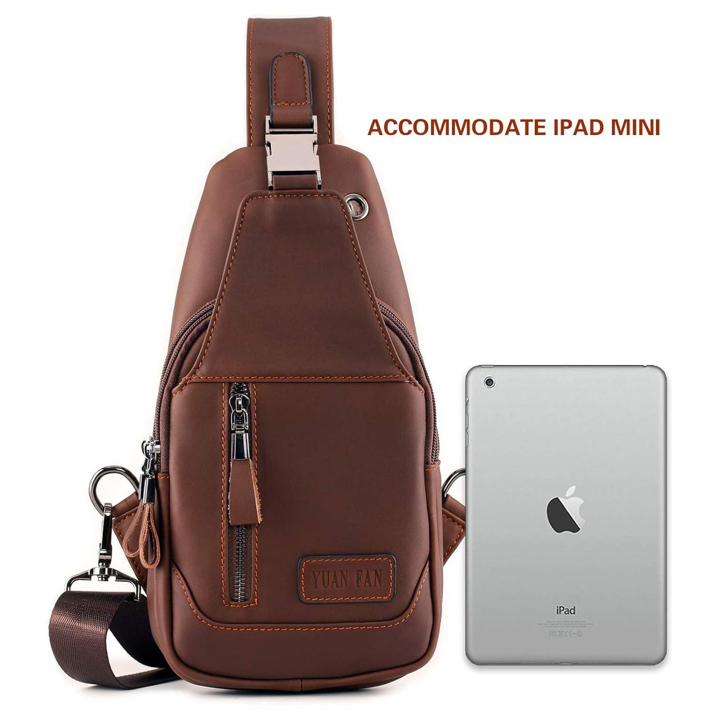 Genuine Leather Coffee Sling Backpack FR Fashion Co.