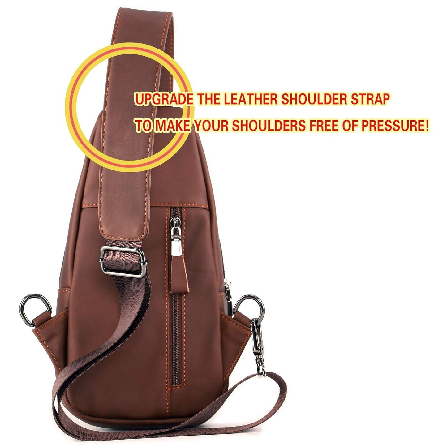 Genuine Leather Coffee Sling Backpack FR Fashion Co.
