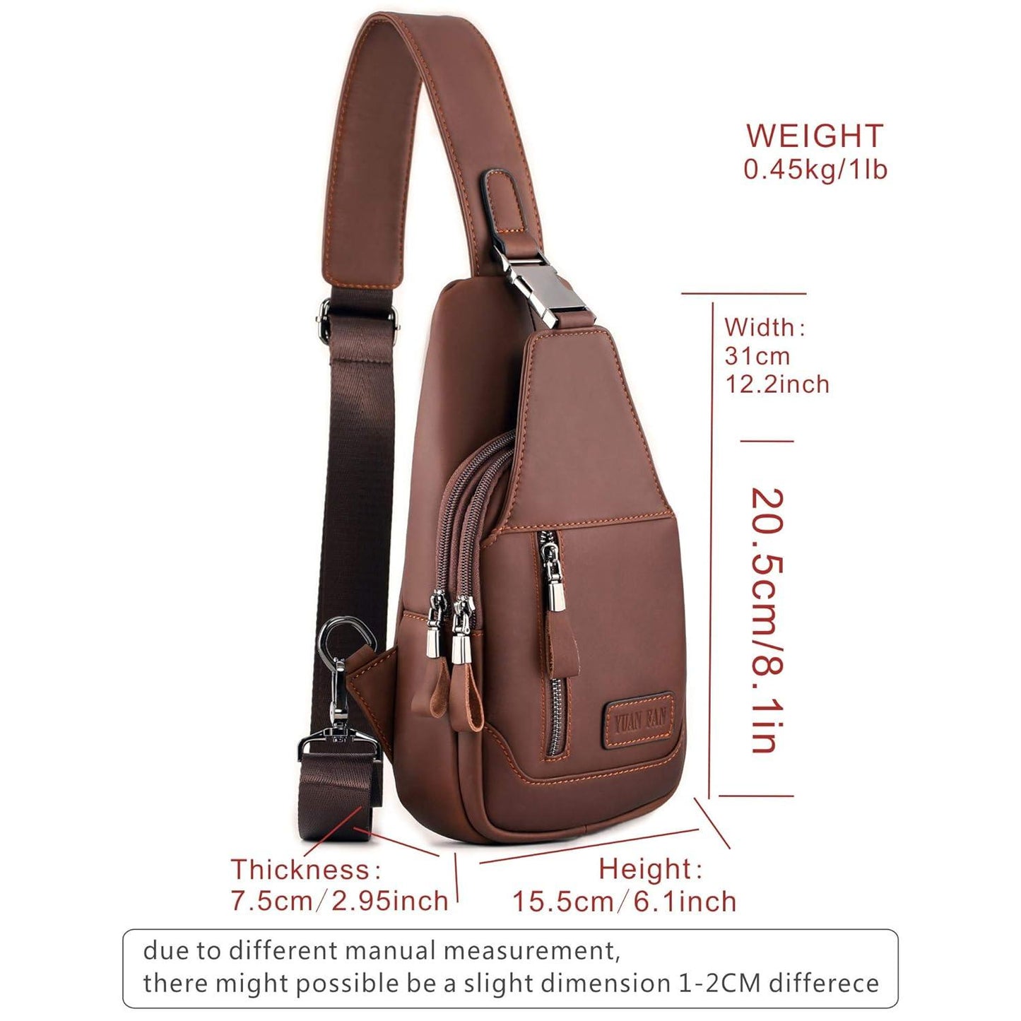 Genuine Leather Coffee Sling Backpack FR Fashion Co.