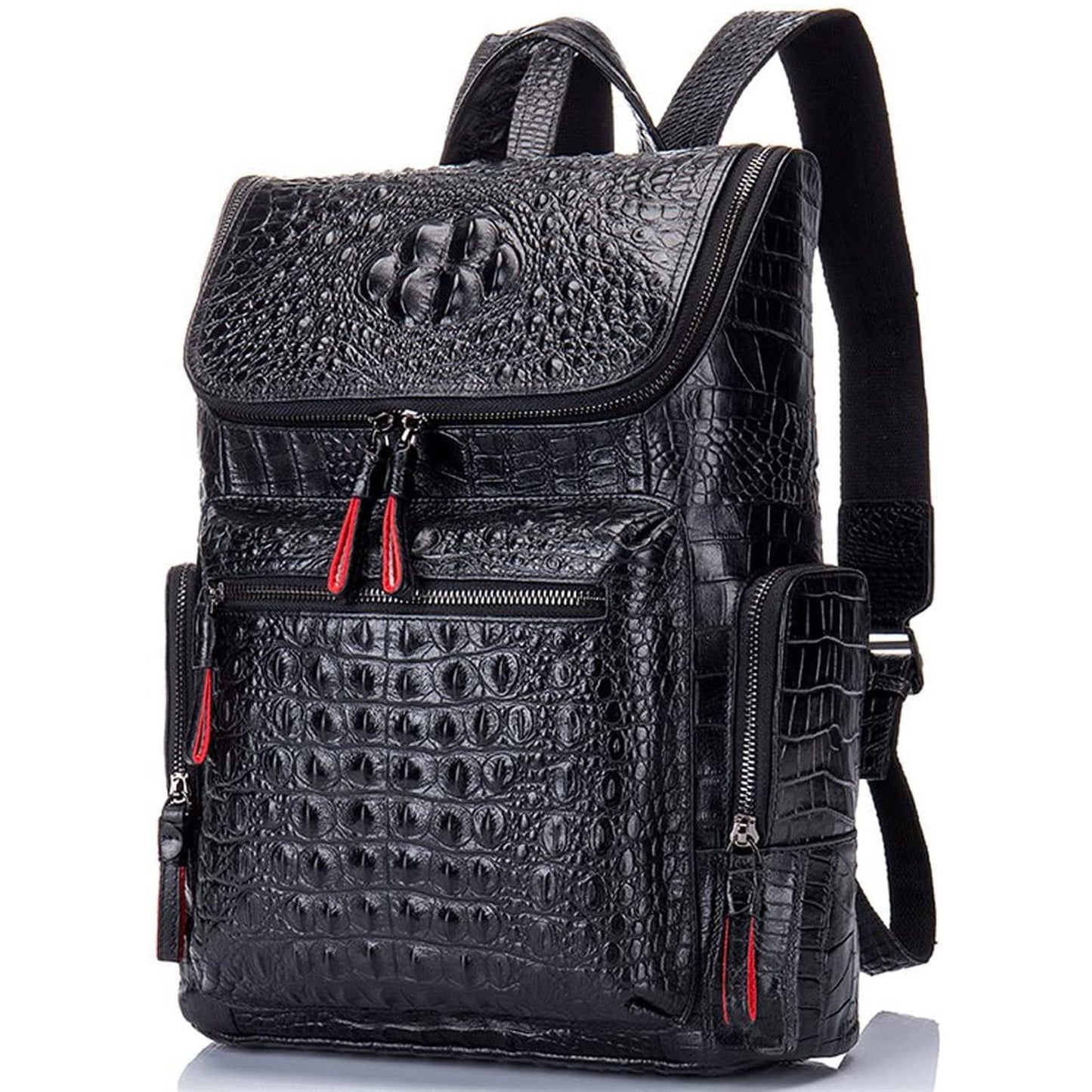 Leather Crocodile Design 13' Men's Backpack FR Fashion Co.