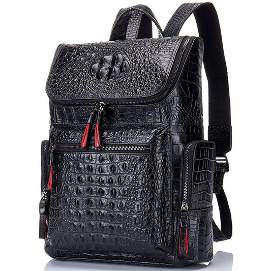 Leather Crocodile Design 13' Men's Backpack FR Fashion Co.