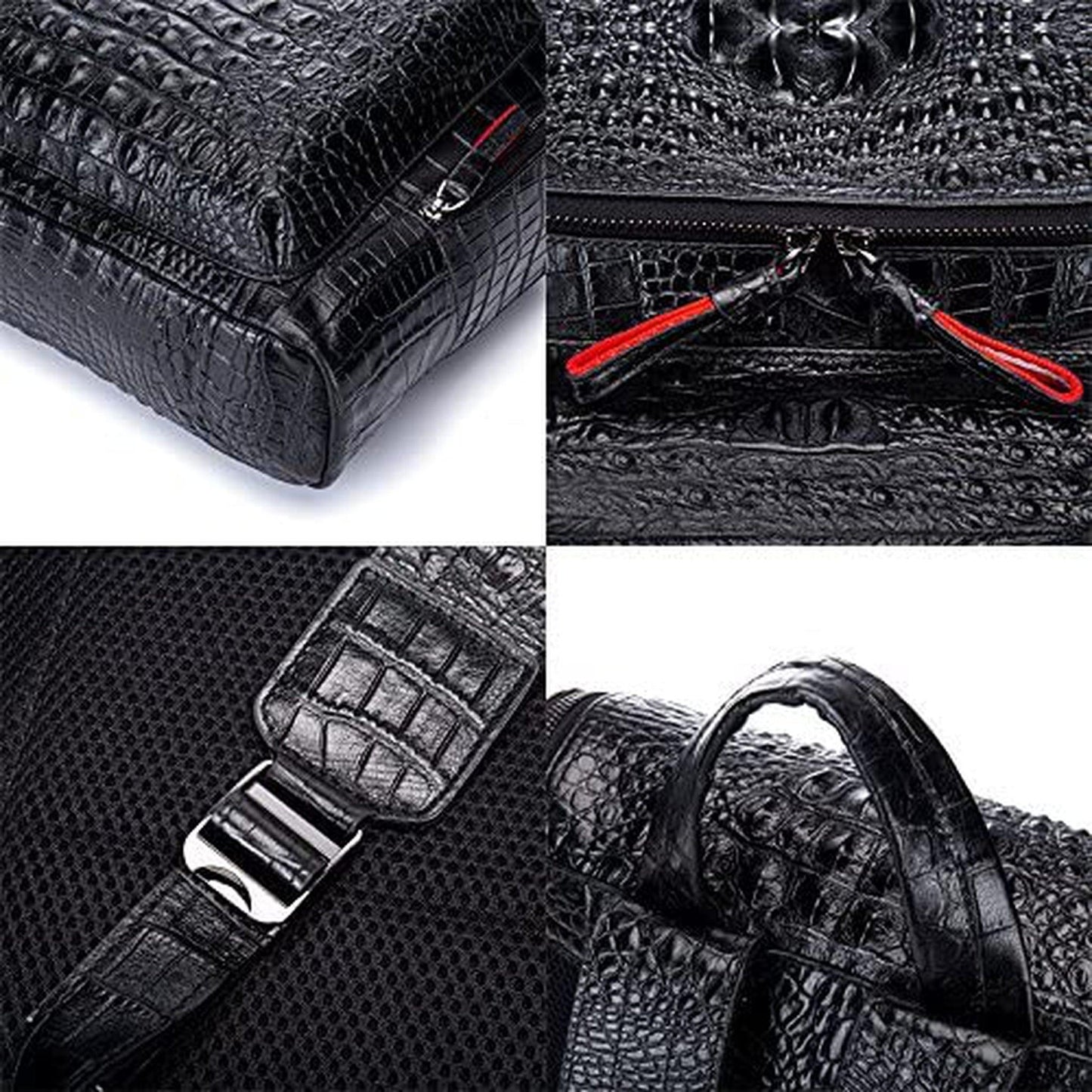 Leather Crocodile Design 13' Men's Backpack FR Fashion Co.