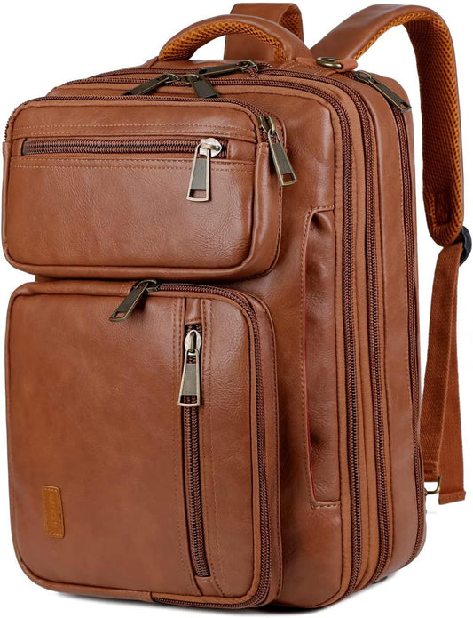 Convertible Leather Laptop Backpack Briefcase 16" FR Fashion Co.