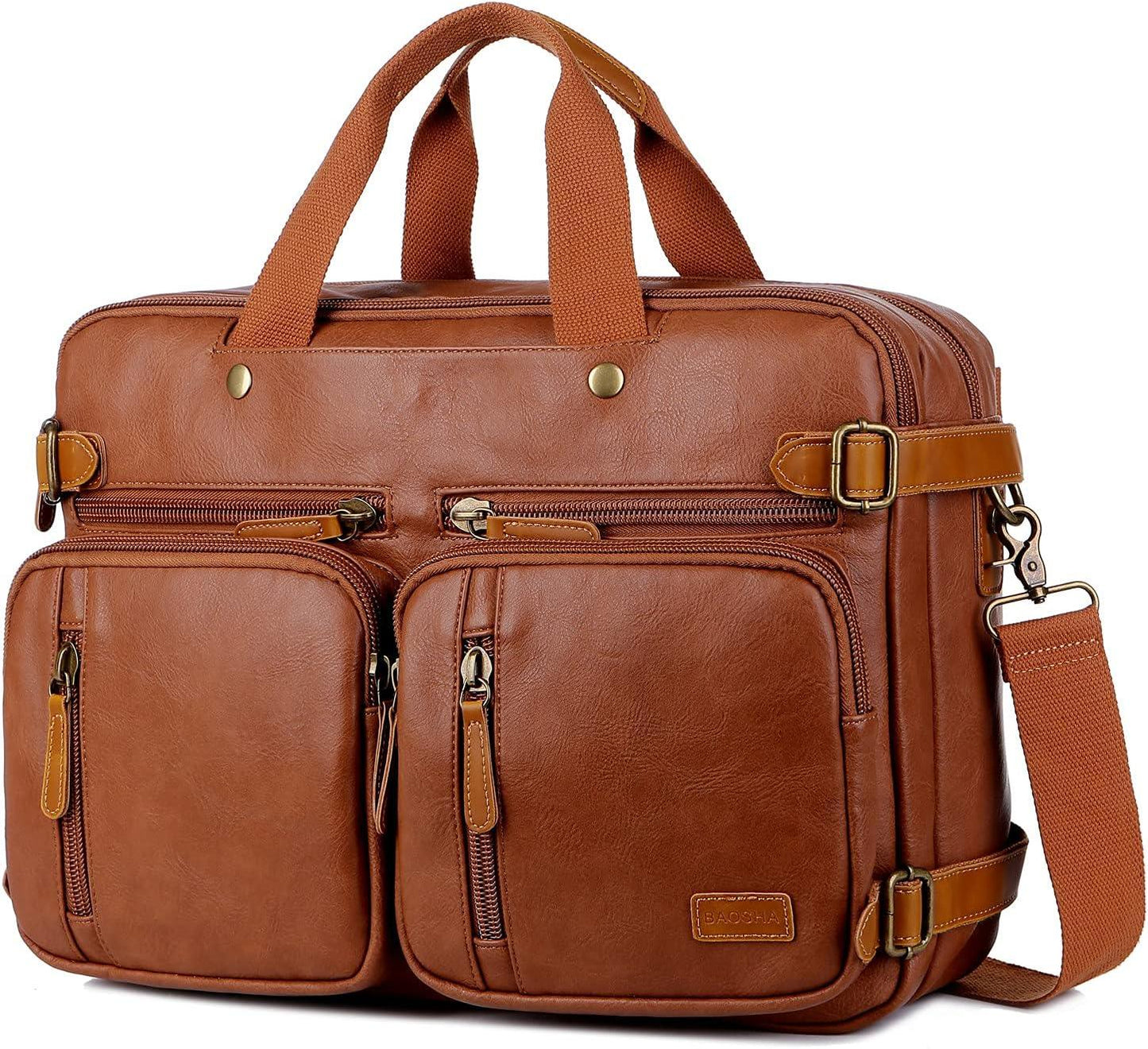 Men's 16' Leather Hybrid Briefcase Backpack FR Fashion Co.