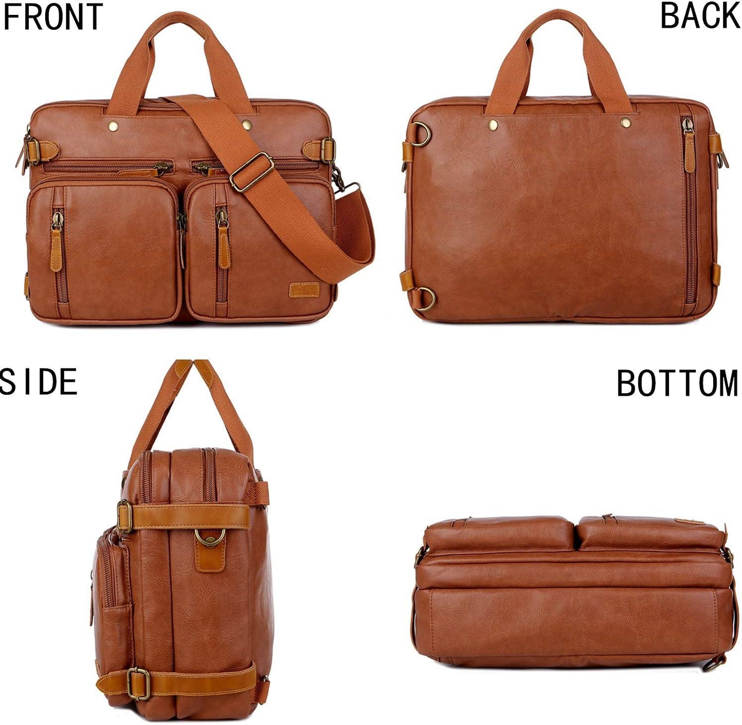 Men's 16' Leather Hybrid Briefcase Backpack FR Fashion Co.