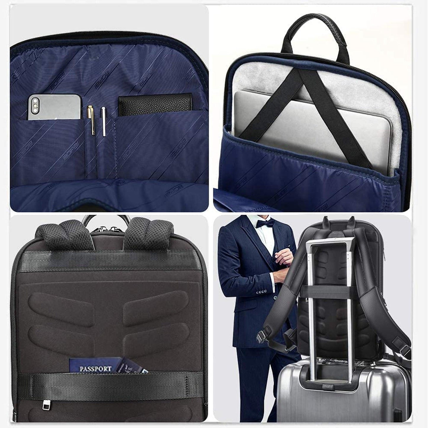 Anti-Theft Leather Backpack with Hidden Pockets 17' Men's FR Fashion Co.