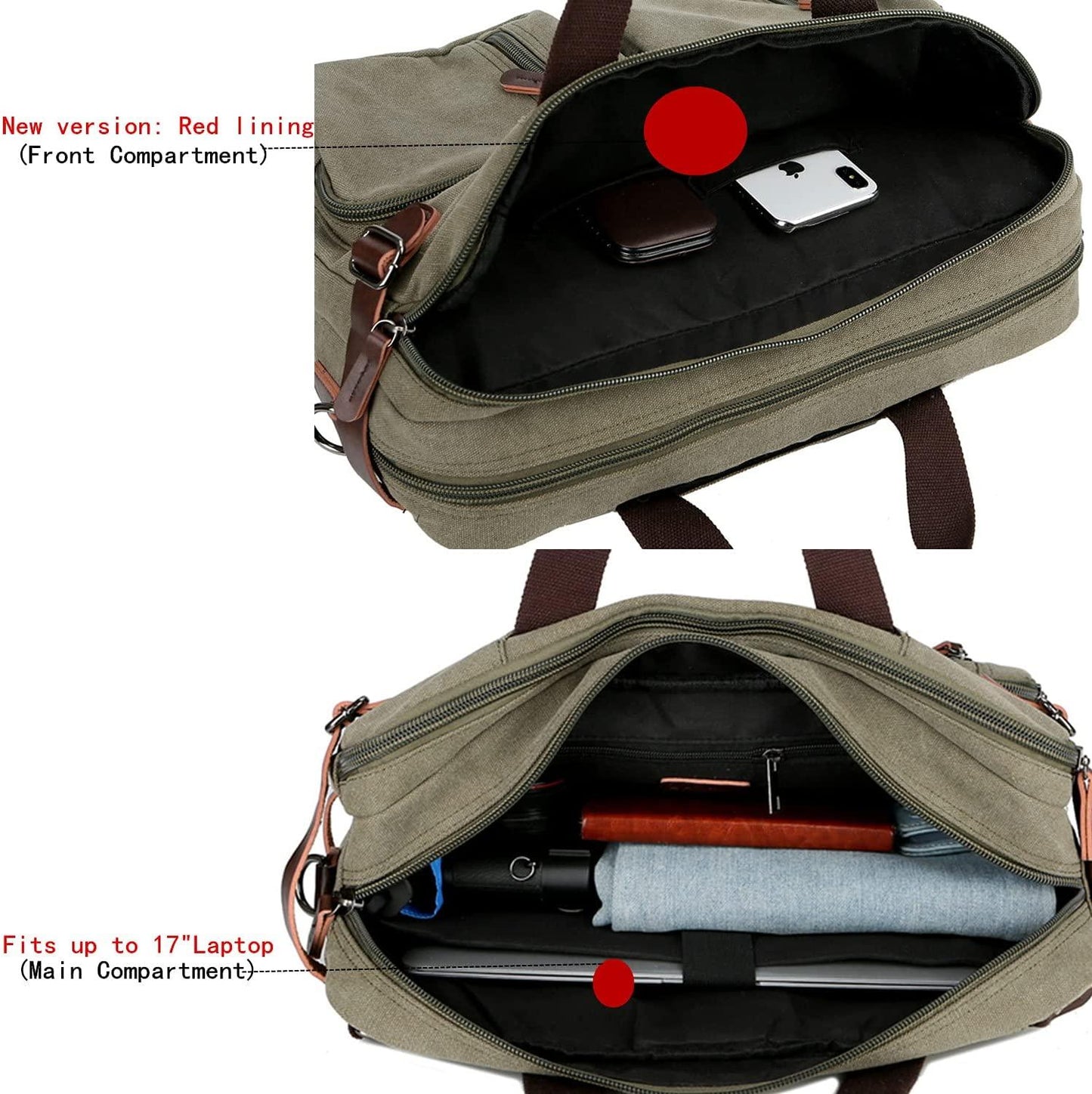 Convertible 17' Briefcase Backpack FR Fashion Co.