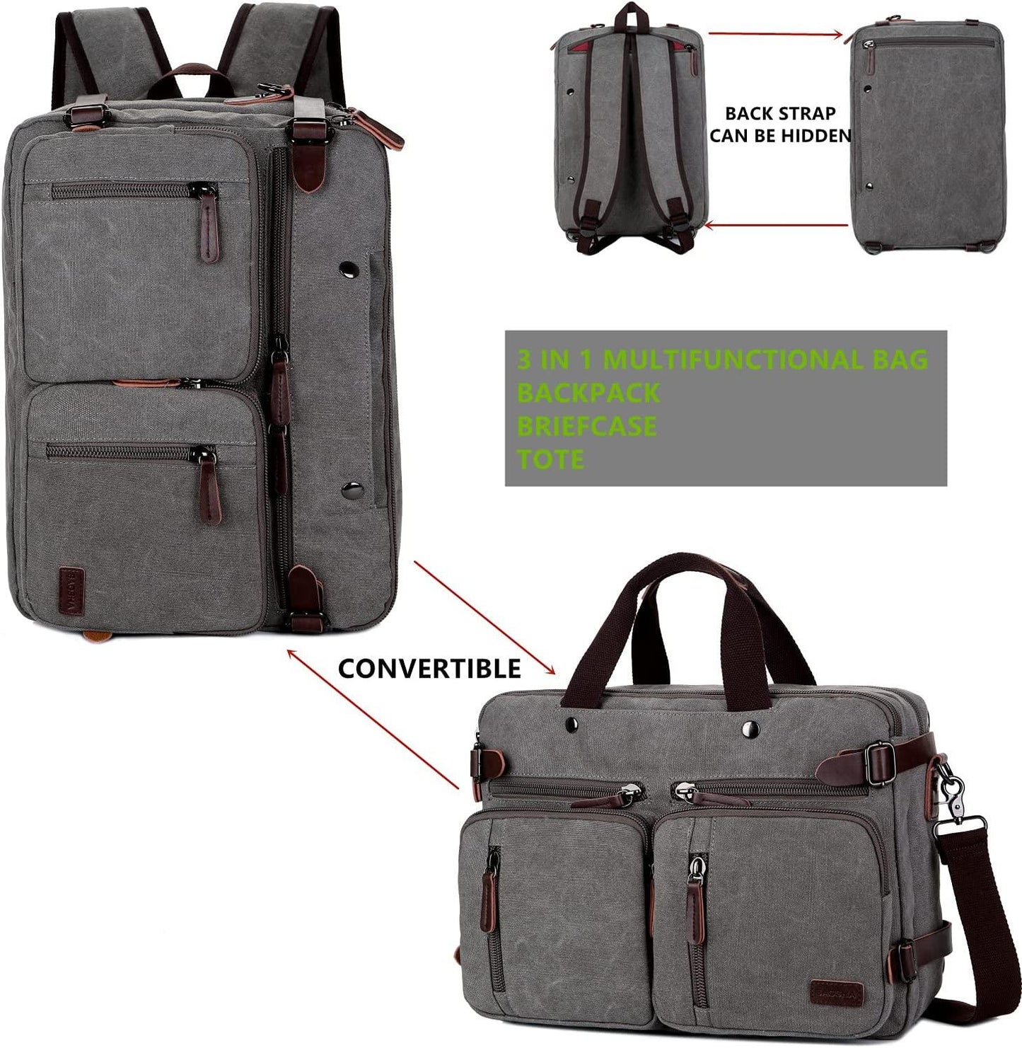 Convertible 17' Briefcase Backpack FR Fashion Co.