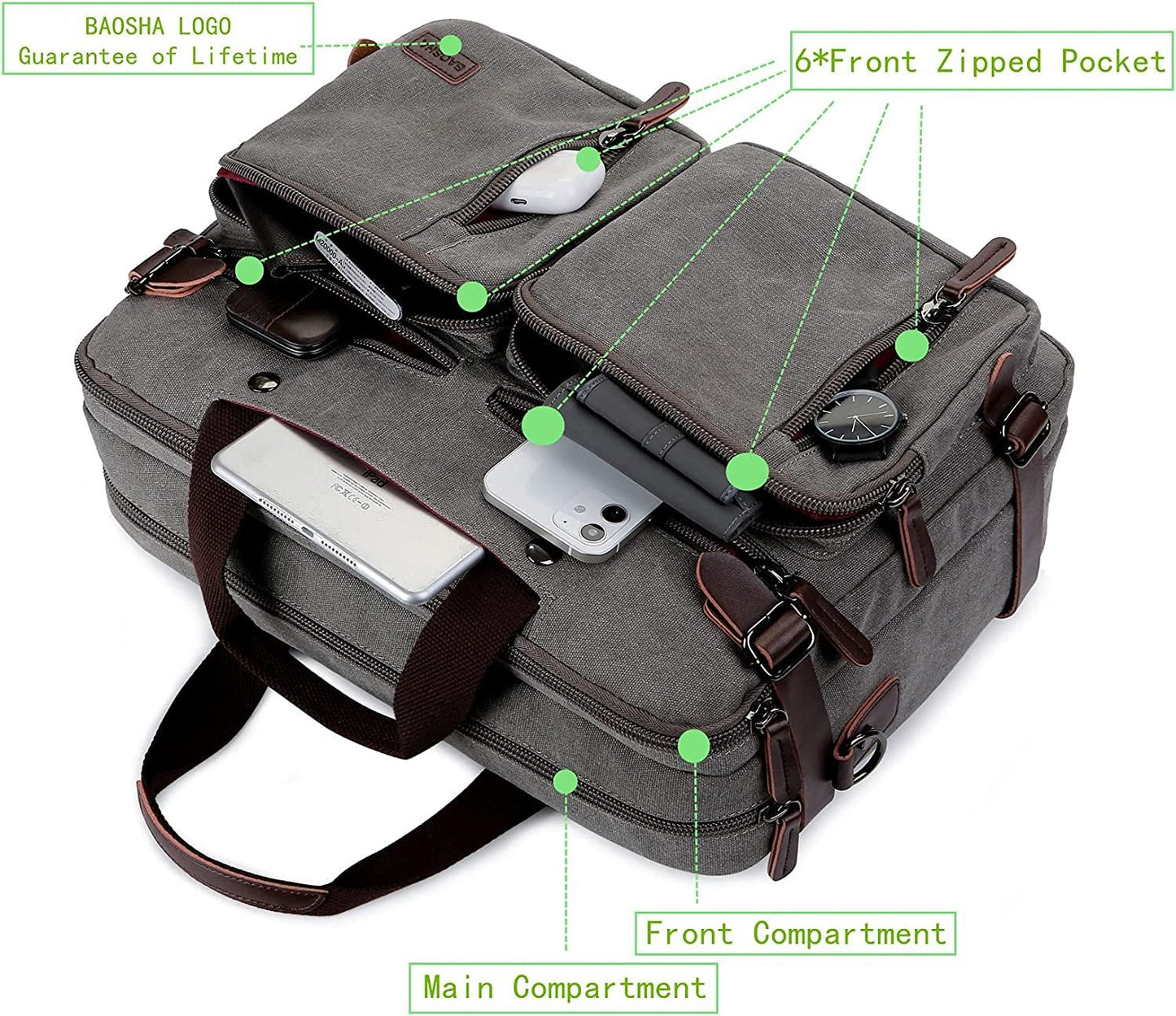 Convertible 17' Briefcase Backpack FR Fashion Co.