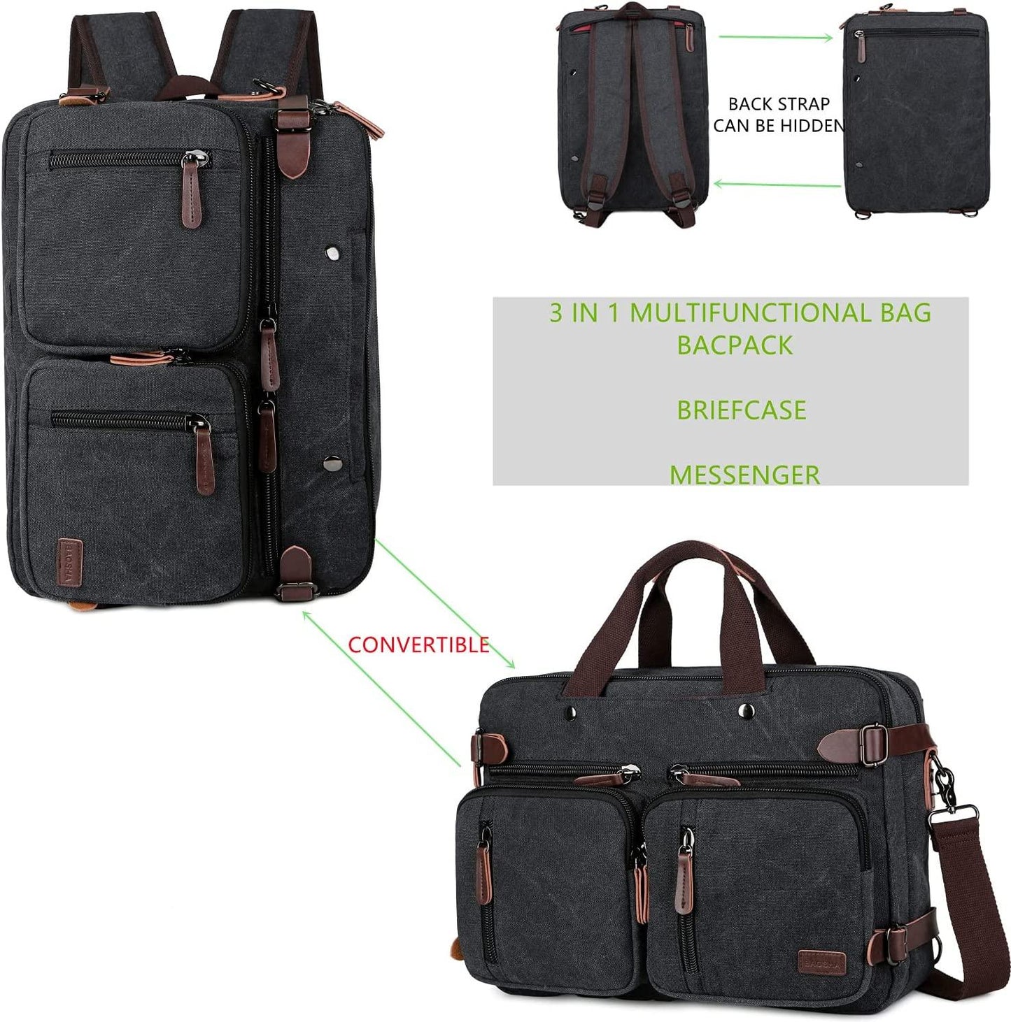 Convertible 17' Briefcase Backpack FR Fashion Co.