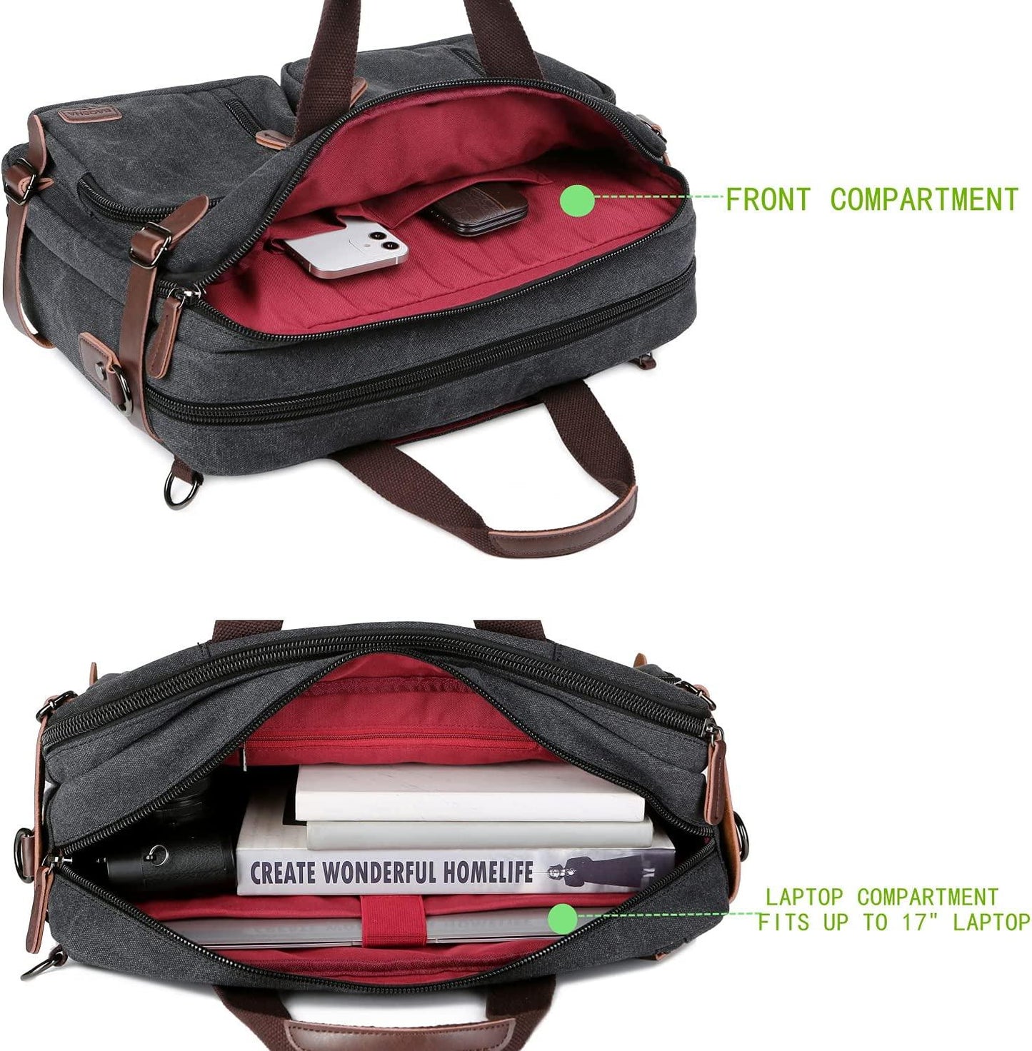 Convertible 17' Briefcase Backpack FR Fashion Co.