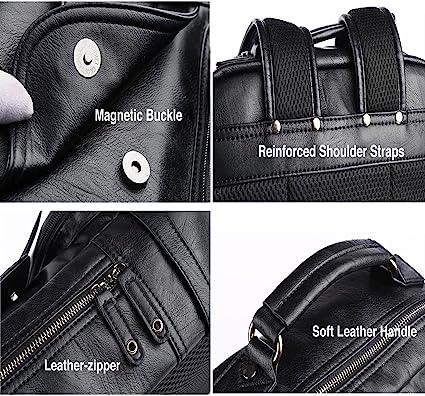 Men's Leather Travel Backpack 17' Vegan PU Leather FR Fashion Co.