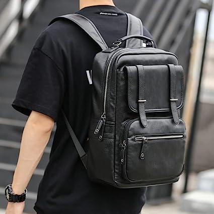 Men's Leather Travel Backpack 17' Vegan PU Leather FR Fashion Co.