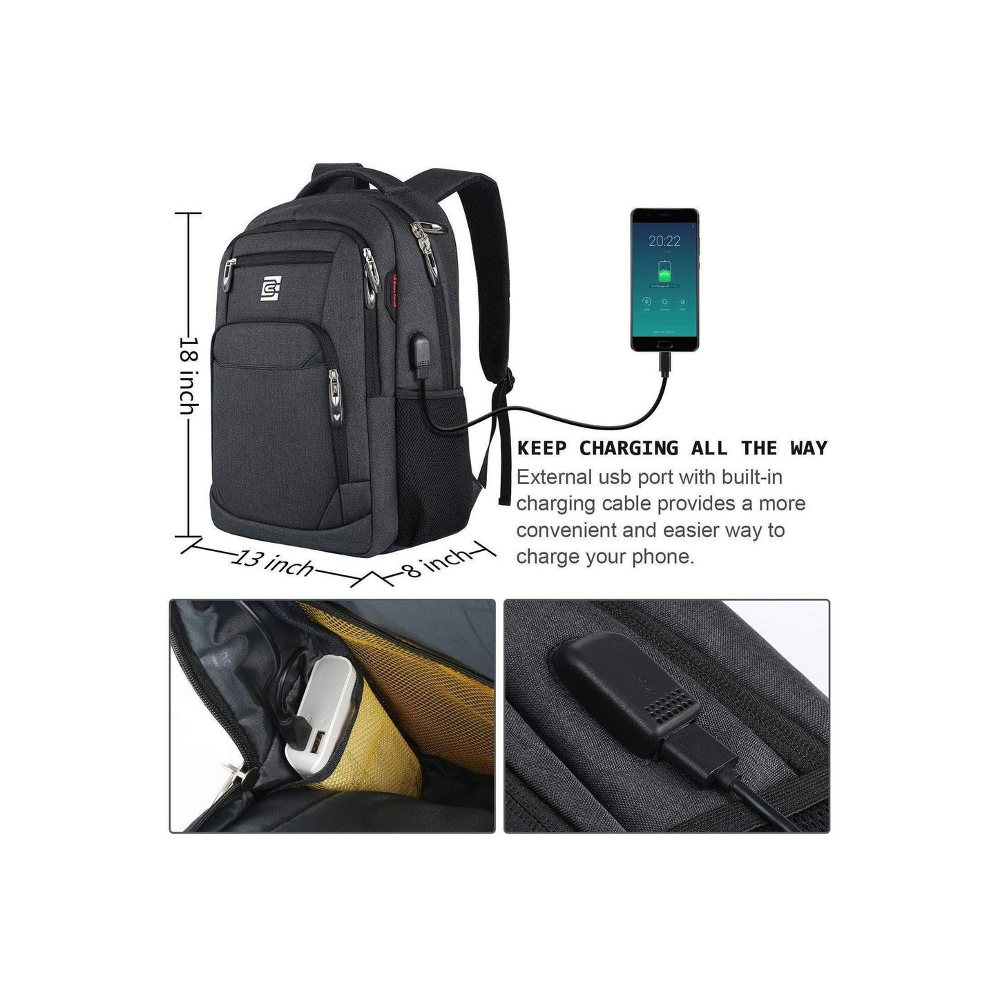 Anti-Theft 18' Travel Backpack FR Fashion Co.