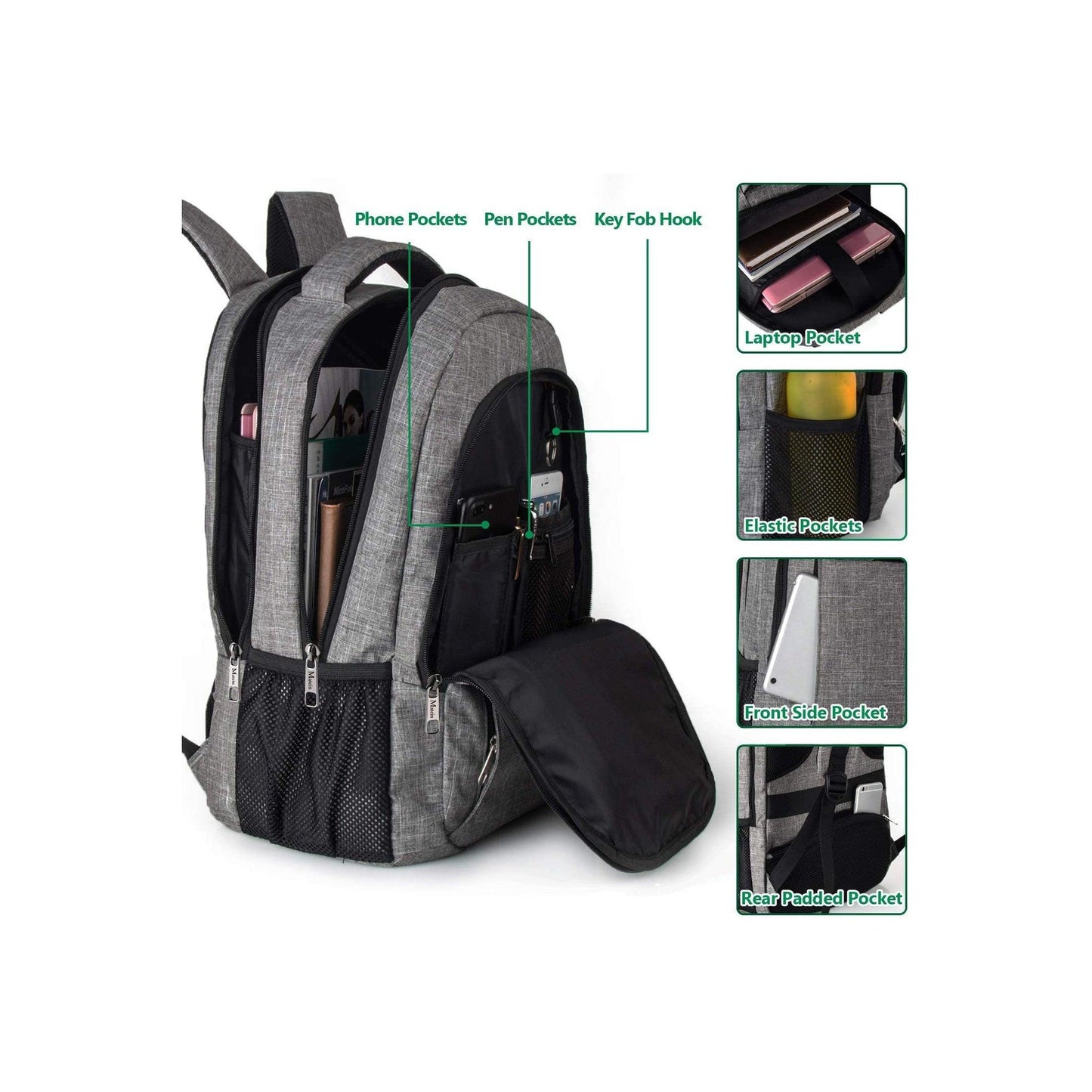 18' Anti-Theft Travel Backpack Durable Water-Resistant Nylon FR Fashion Co.