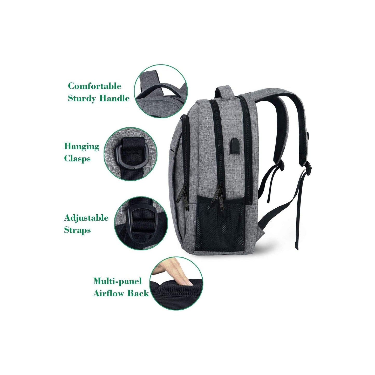 18' Anti-Theft Travel Backpack Durable Water-Resistant Nylon FR Fashion Co.