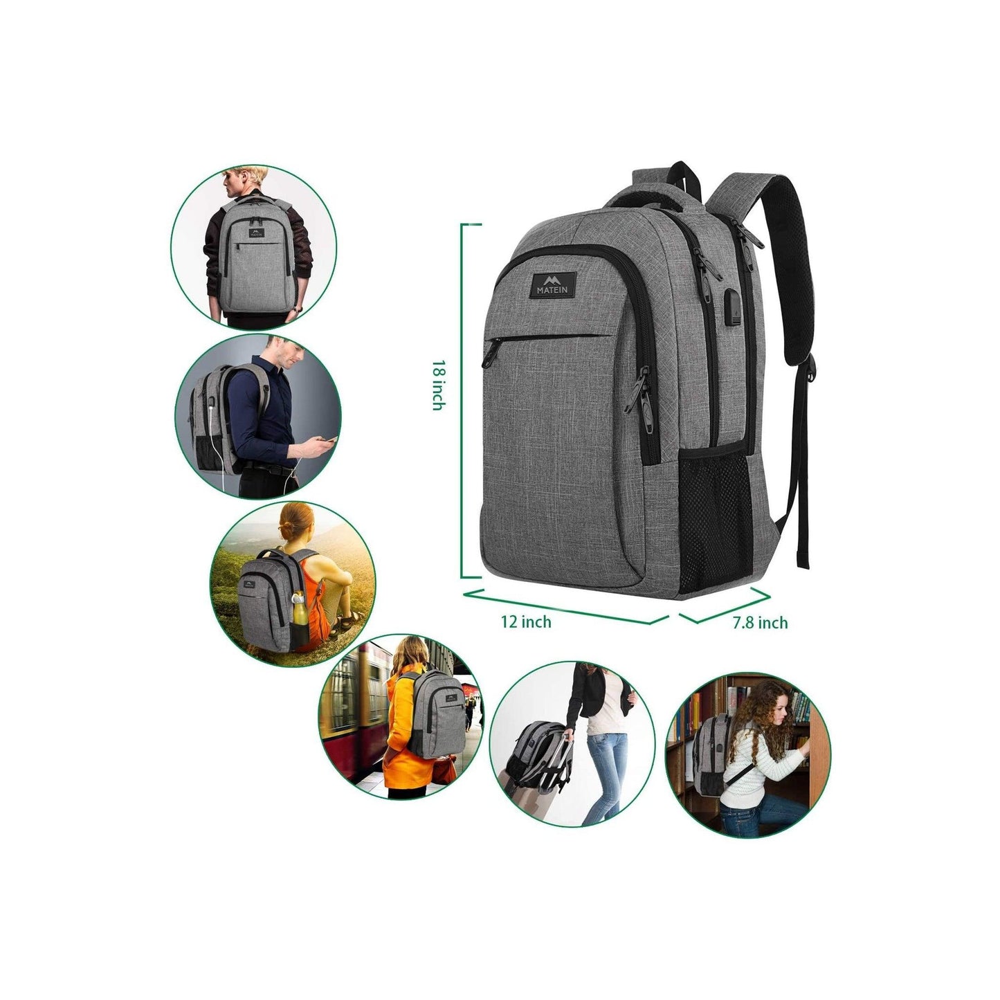 18' Anti-Theft Travel Backpack Durable Water-Resistant Nylon FR Fashion Co.