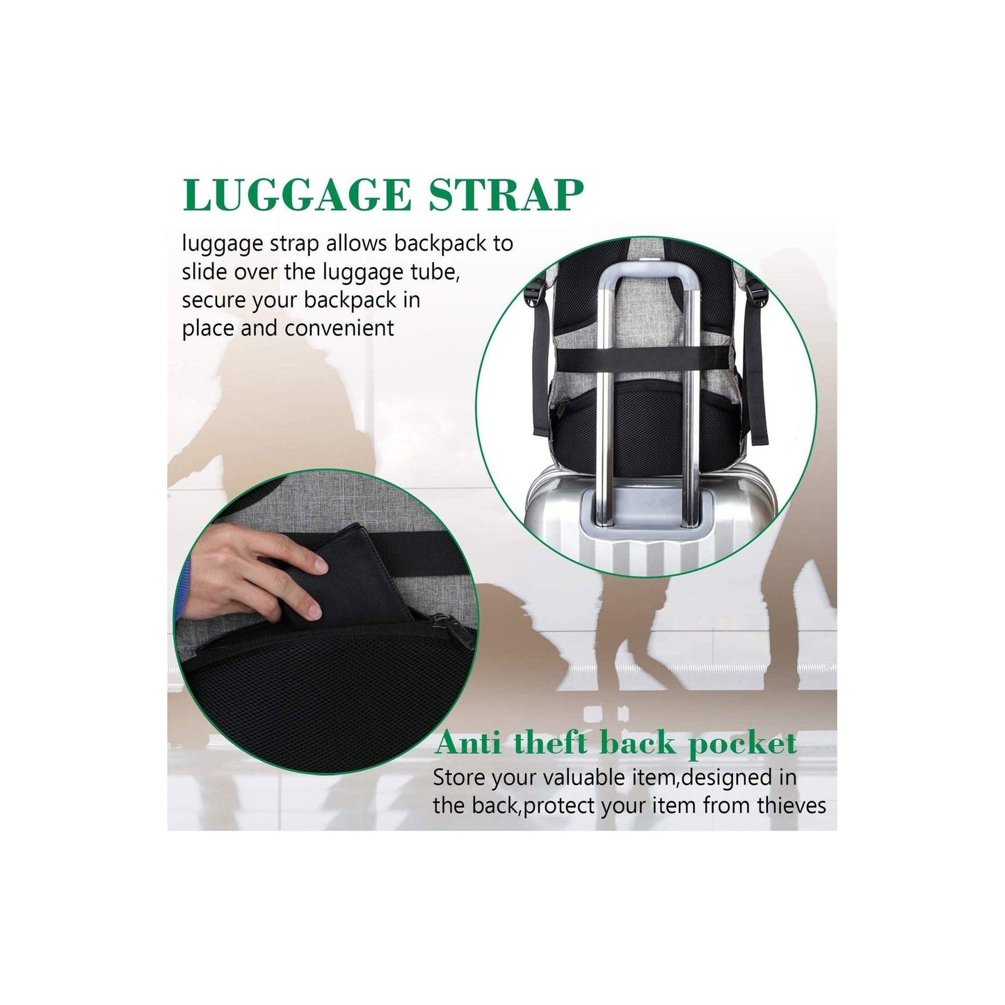 18' Anti-Theft Travel Backpack Durable Water-Resistant Nylon FR Fashion Co.