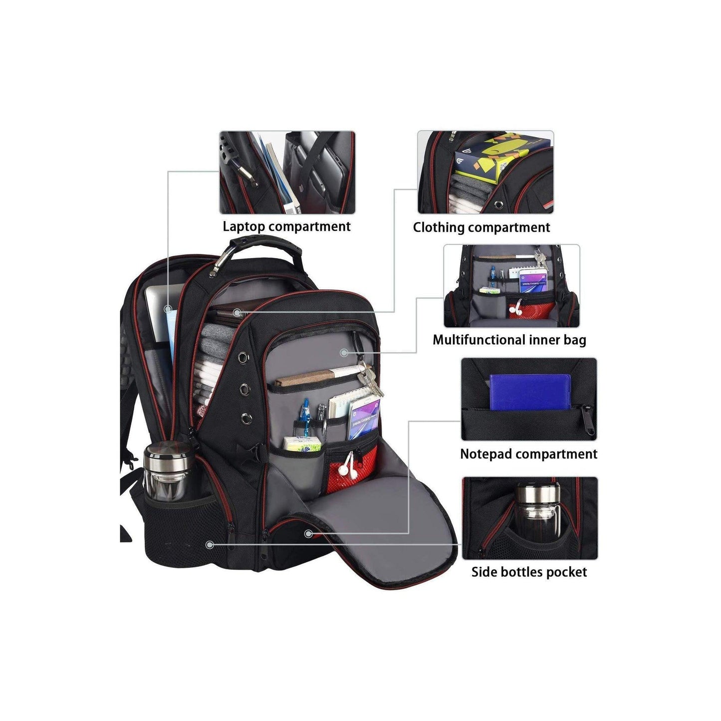 18' TSA-Approved Travel Backpack 40L for Men FR Fashion Co.