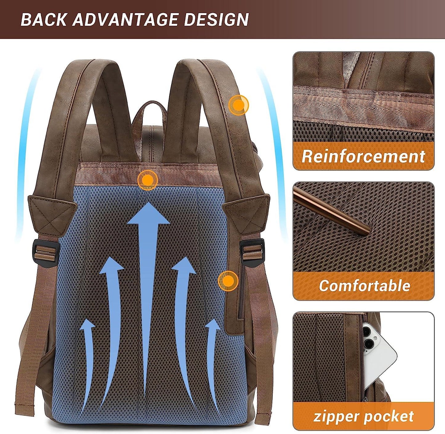 Vintage Leather 18' Backpack Men's FR Fashion Co.