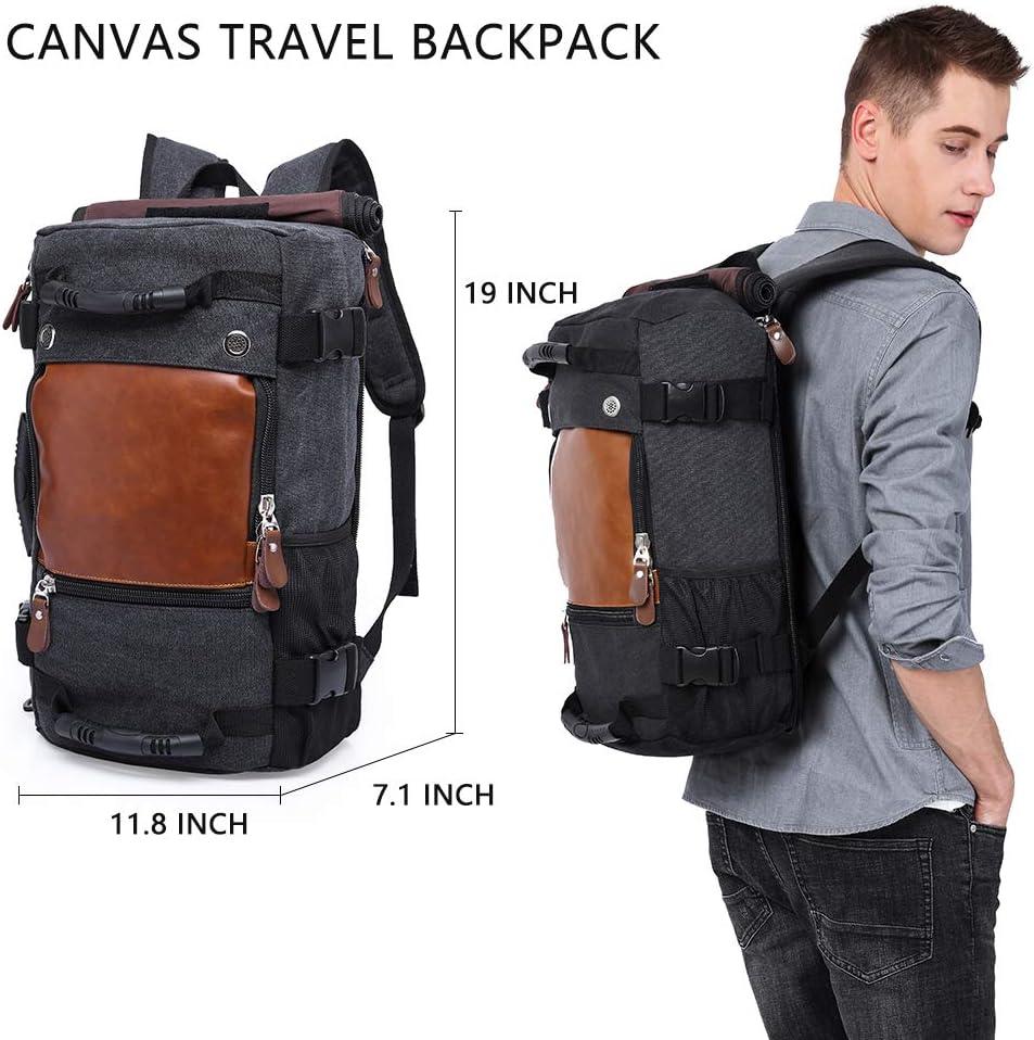 Men's Convertible Canvas Travel Backpack with Vegan Leather Accents FR Fashion Co.