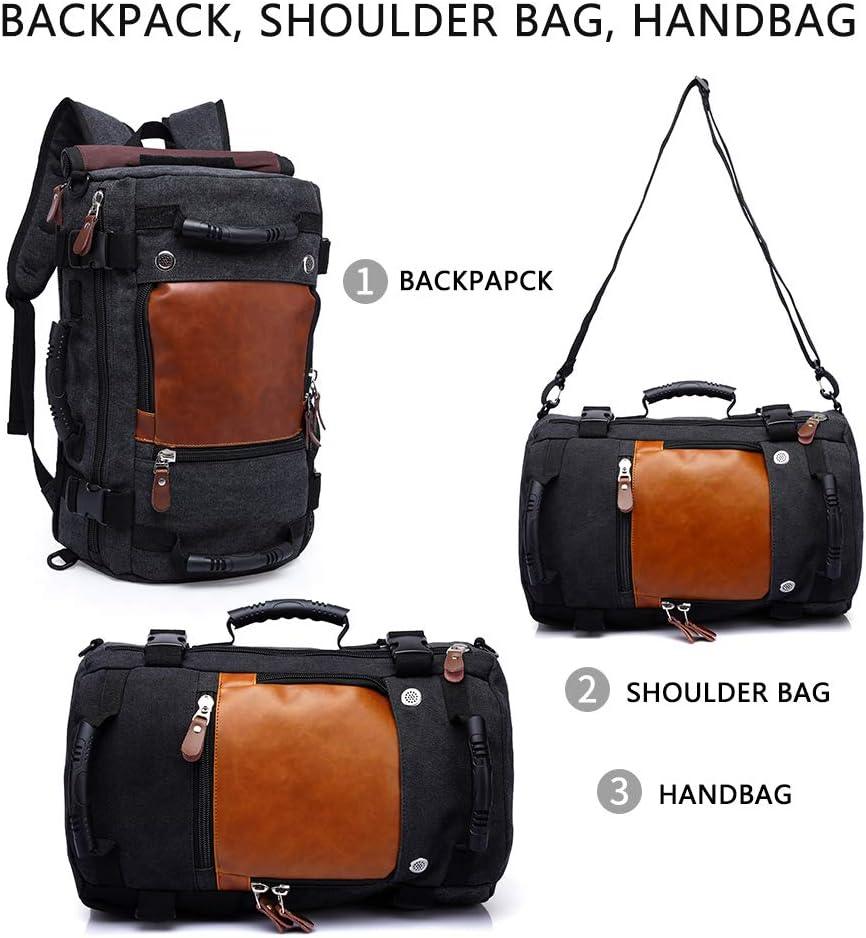 Men's Convertible Canvas Travel Backpack with Vegan Leather Accents FR Fashion Co.
