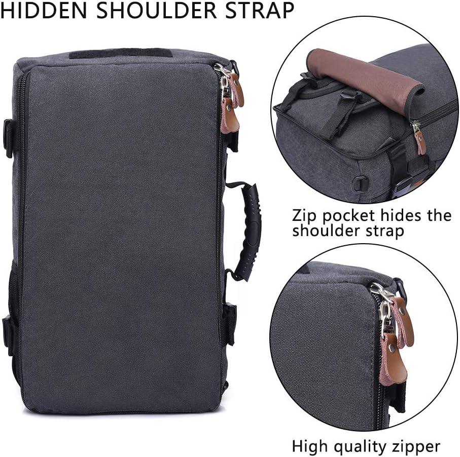 Men's Convertible Canvas Travel Backpack with Vegan Leather Accents FR Fashion Co.
