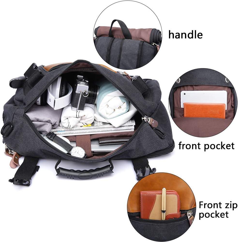 Men's Convertible Canvas Travel Backpack with Vegan Leather Accents FR Fashion Co.