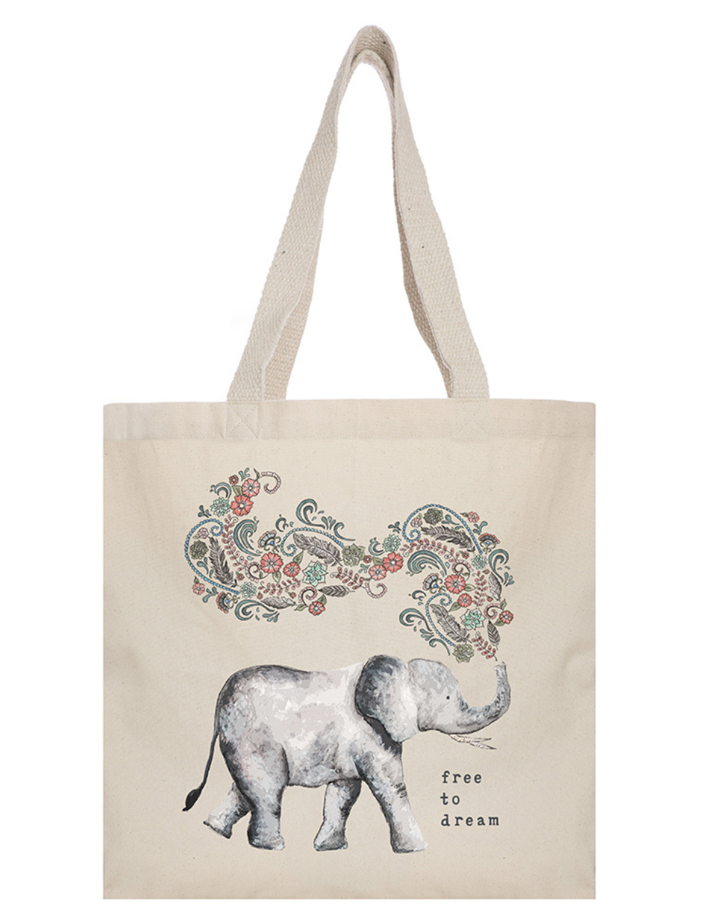 Organic Cotton Tote Bag with Pockets Free to Dream