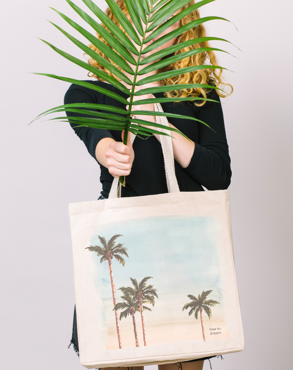 Free to Dream Palm Trees Organic Cotton Tote Bag