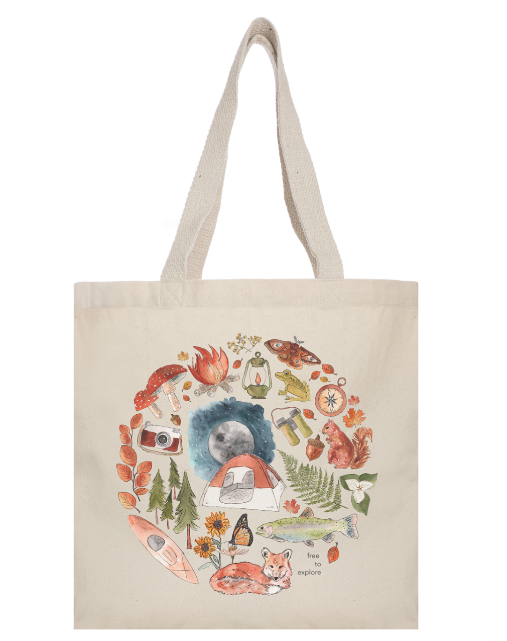 Free to Explore Camping Edition Cotton Tote Bag