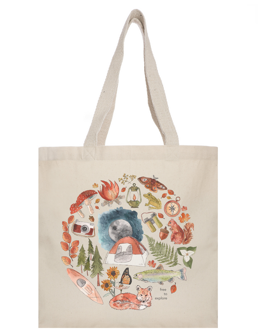 Free to Explore Camping Edition Cotton Tote Bag